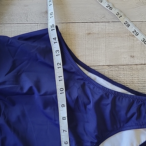 Women's Color Purple White Block Tie Side One Piece Swimsuit Size Midium - Picture 10 of 13